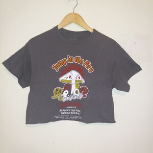 No Hours Medium  Jump Into The Fire World Tour 1981 Cut Off Crop Shirt-Upcycled